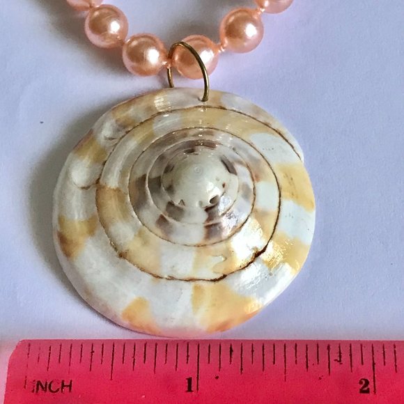 Natural Shell Shiva Nautilus Pearl Necklace Choker Statement VintagePeach 16-18" - Picture 11 of 11